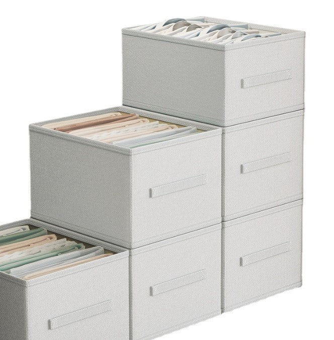 Grey Fabric Collapsible Wardrobe Organizer - 7 or 9 Grids for Pants, Leggings, and Clothes Storage.